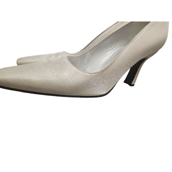Stuart Weitzman Shimmer Champagne Womens 3" Heels -Size 8C Satin High Heels - Picture 3 of 14